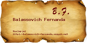 Balassovich Fernanda névjegykártya